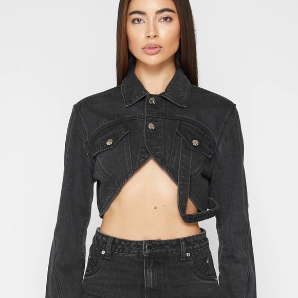 Maniere De Voir Cropped Carpenter Denim Jacket - Picture 6 of 9